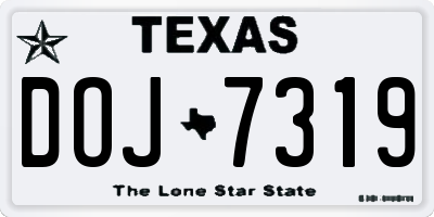 TX license plate DOJ7319