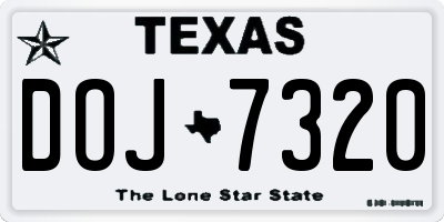 TX license plate DOJ7320