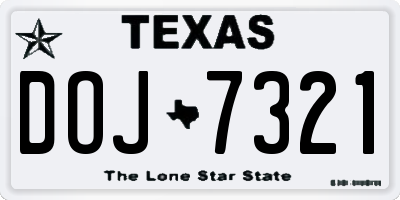 TX license plate DOJ7321