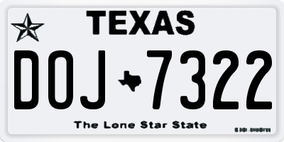 TX license plate DOJ7322