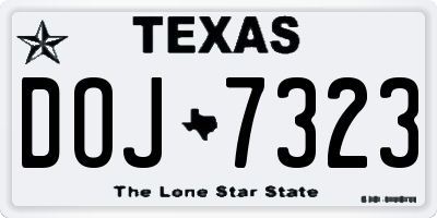 TX license plate DOJ7323