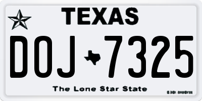 TX license plate DOJ7325