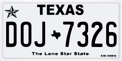 TX license plate DOJ7326