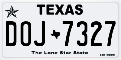 TX license plate DOJ7327