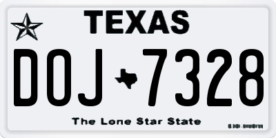TX license plate DOJ7328