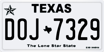TX license plate DOJ7329