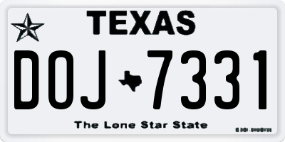 TX license plate DOJ7331