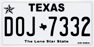 TX license plate DOJ7332