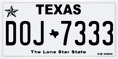 TX license plate DOJ7333