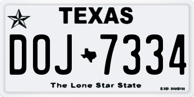TX license plate DOJ7334