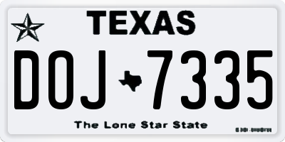 TX license plate DOJ7335