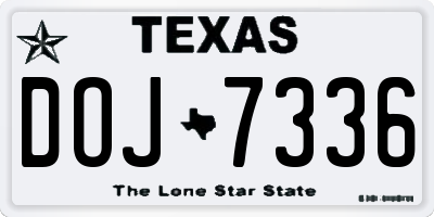 TX license plate DOJ7336