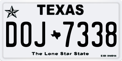 TX license plate DOJ7338