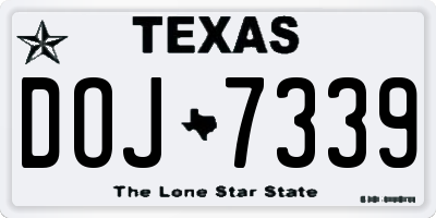 TX license plate DOJ7339