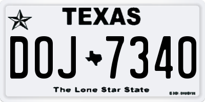 TX license plate DOJ7340