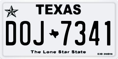 TX license plate DOJ7341