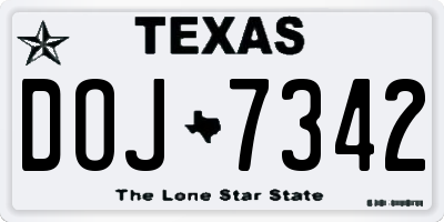 TX license plate DOJ7342