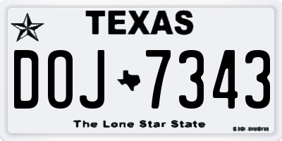 TX license plate DOJ7343