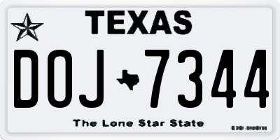 TX license plate DOJ7344