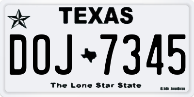 TX license plate DOJ7345