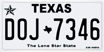 TX license plate DOJ7346