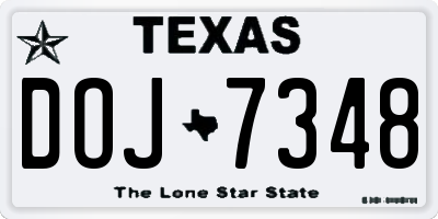 TX license plate DOJ7348