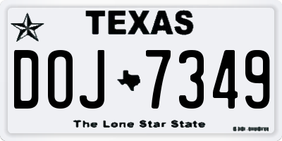 TX license plate DOJ7349