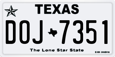 TX license plate DOJ7351