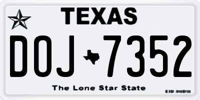 TX license plate DOJ7352