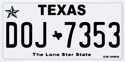 TX license plate DOJ7353