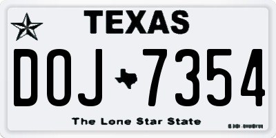 TX license plate DOJ7354