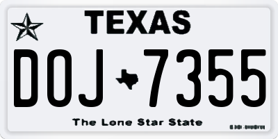 TX license plate DOJ7355