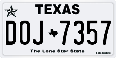 TX license plate DOJ7357