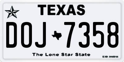 TX license plate DOJ7358