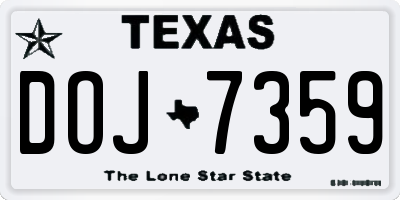 TX license plate DOJ7359