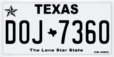 TX license plate DOJ7360