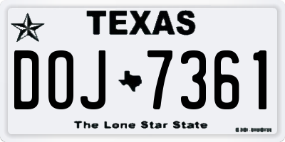 TX license plate DOJ7361