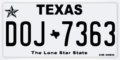 TX license plate DOJ7363