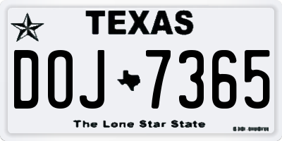 TX license plate DOJ7365