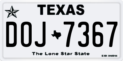 TX license plate DOJ7367