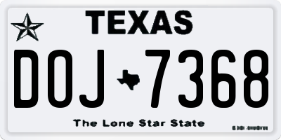 TX license plate DOJ7368