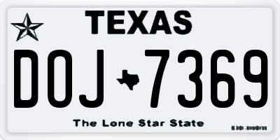 TX license plate DOJ7369