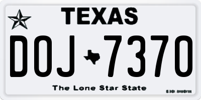 TX license plate DOJ7370