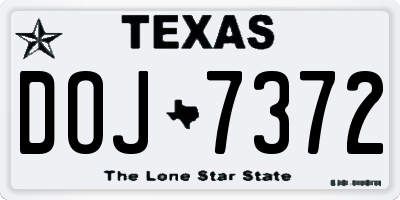 TX license plate DOJ7372