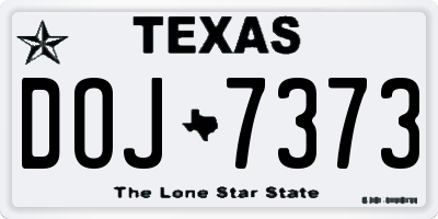 TX license plate DOJ7373