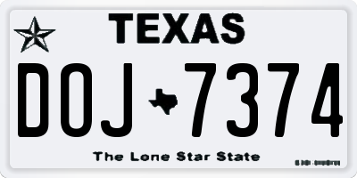 TX license plate DOJ7374