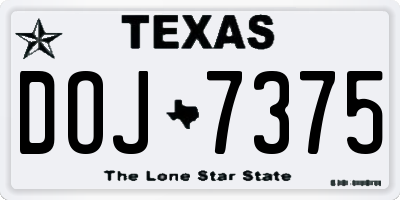 TX license plate DOJ7375