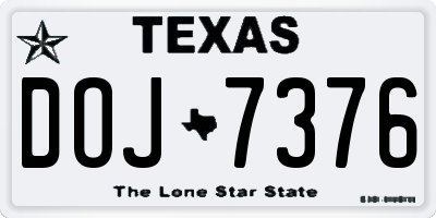TX license plate DOJ7376