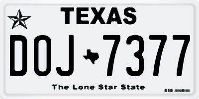 TX license plate DOJ7377