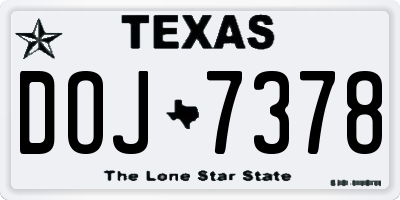 TX license plate DOJ7378